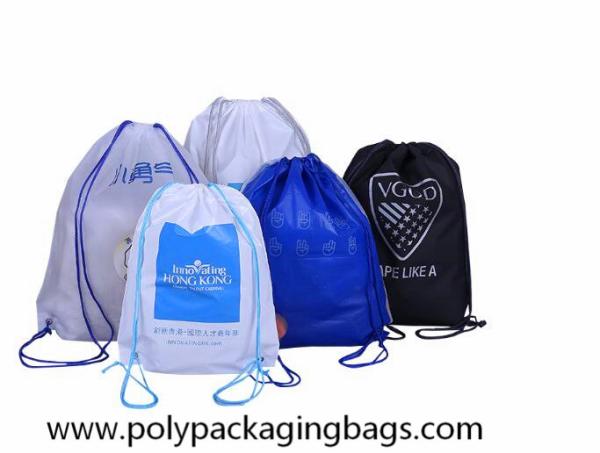 Cheap 10kgs Strength Two Layer CPE LDPE Plastic Drawstring Backpack for sale