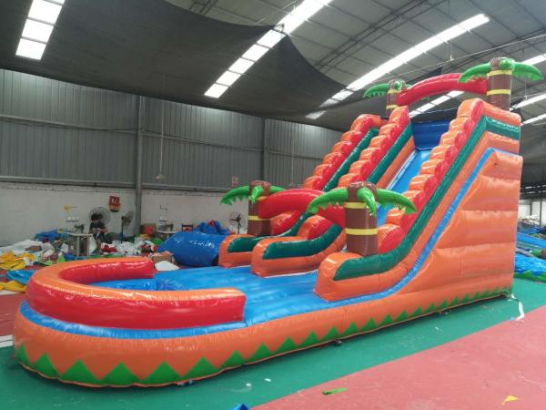 Cheap Jungle Palm Tree Inflatable Backyard Water Slide Outdoor  For Playground for sale