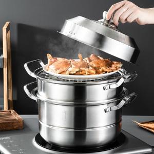 Best Custom Kitchen Cookware 3 layer Food Steamer Cooker Steamer Pot 304 Stainless Steel Steam Cooking Pot wholesale