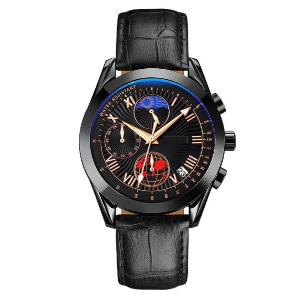 Cheap Multifunctional Triple Date Moonphase Watch Waterproof For Men for sale