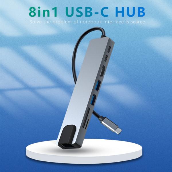 Cheap 8 In 1 Type C Hub Adapter For MacBook Pro Type C Laptops USB C 3.0 SD TF for sale