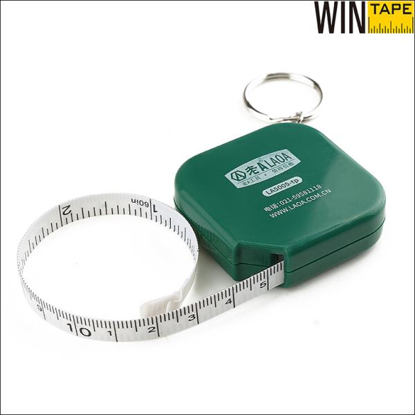 Cheap Fiberglass Keyring Tape Measure , Customized Measuring Tape With Button Control for sale