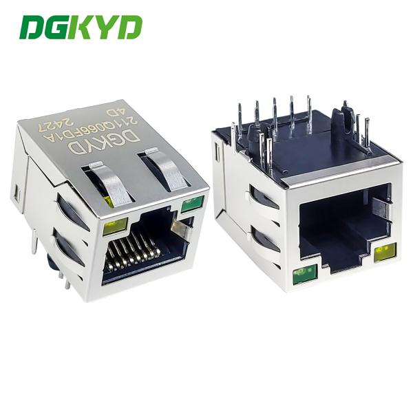Cheap RJ45 Network Connector 1000M Base-T Integrated Filter With Light Strip Shielding Modular Interface DGKYD211Q066FD1A4D for sale