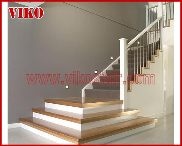 Cheap Wrought Iron Staircase VK80S  Wrought Iron Handrail Tread Beech ,Railing tempered glass, Handrail b eech Stringer,carbon for sale