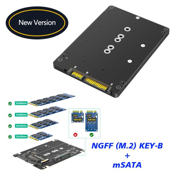 Cheap 2 In 1 Combine M.2 NGFF Key B & MSATA SSD To 2.5 SATA3 Adapter With Plastic Enclosure for sale