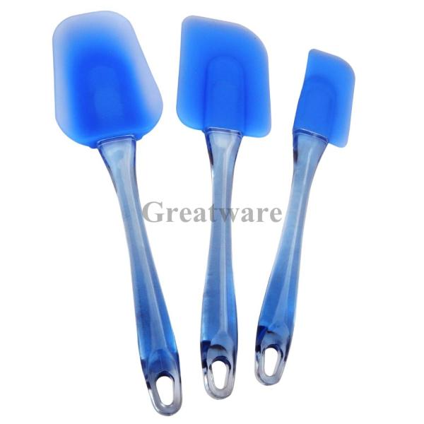 Cheap Flexible 3-Piece Transparent Silicone Spatula Set for sale