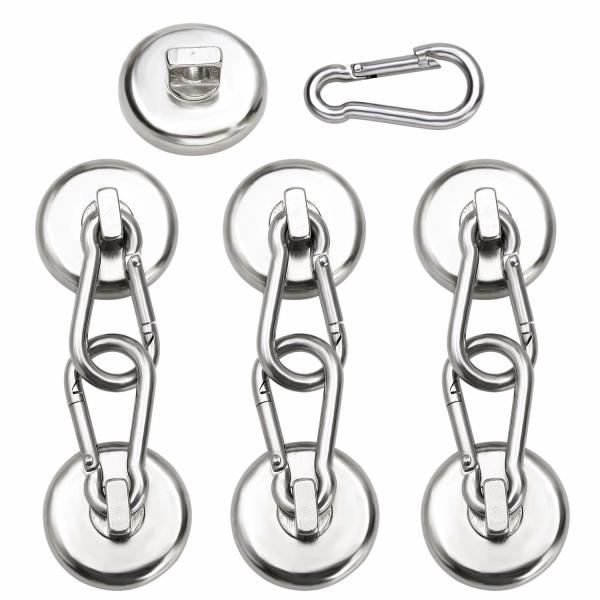Cheap Neodymium Round Magnetic Snap Hook with Carabiner Keychain and High Tolerance ±1mm for sale