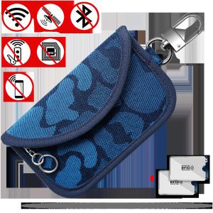 China Light Weight Faraday Key Fob Protector Denim For Remote Control Entry System on sale