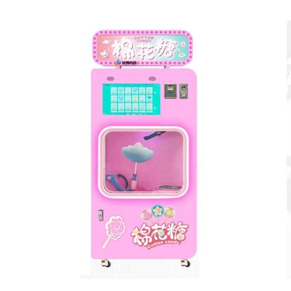 Cheap Fully Automatic Coin Credit Card Operated Automatic Cotton Candy Vending Machine With Multi Language for sale