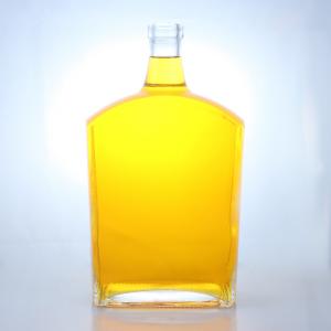 Best Flat Shape Glass Bottle for Whisky Vodka Tequila Gin Rum Made in Body Material Glass wholesale