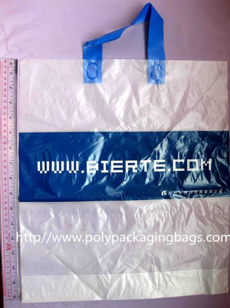 Cheap Frosted Plastic Bags / Soft Loop Handle Bag with Logo Printed for sale