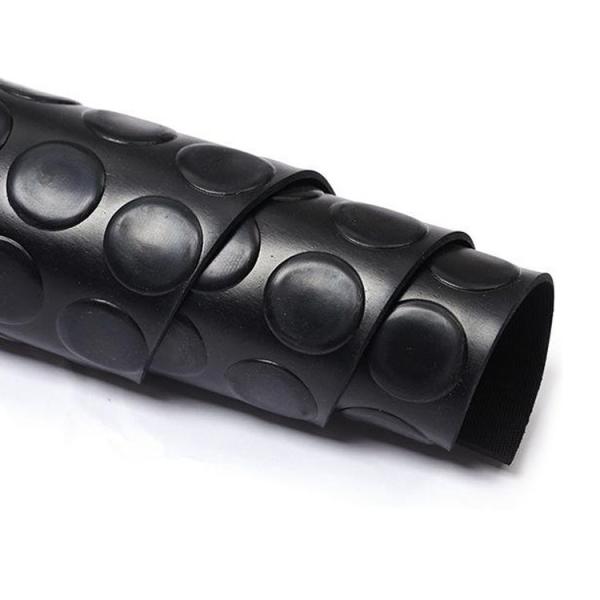 Cheap Non-Slip Rubber Floor Mat With Custom Size Coin Bump Pattern Anti-Slip Black Round Stud Coin Rubber Floor rolls for sale