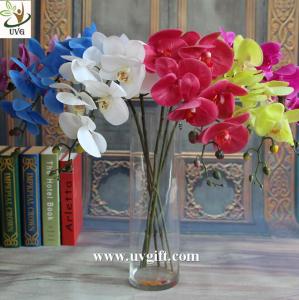 China UVG Factory direct PU orchids artificial flower arrangements with vase for wedding bouquet on sale