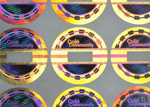 Demetalized security coin 3d hologram sticker with VOID effect