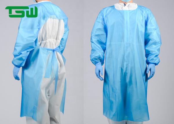 Cheap Long Sleeve Disposable CPE Gown With Thumb Loop Cuff disposable plastic aprons medical aprons poly aprons for sale