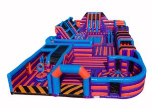 China 30x15m Indoor Outdoor Inflatable Playground Obstacle Couse Intercative on sale