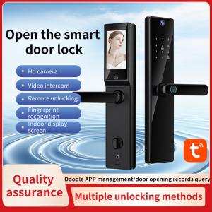 Qleung S819-2Max Tuya WiFi Fingerprint Card Key Code Smart Door Lock With Video Calling