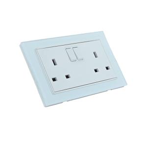 Best 2 Gang Bs Electrical Power Socket 13A Grey Color Tempered Glass wholesale