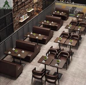 China Vintage Restaurant Leather Booth Sofa Chair Table Set For Coffee Shop Cafe Bar Hotel on sale