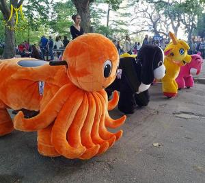 Best Hansel amusement walking coin operated electric mountable animal plush ride wholesale