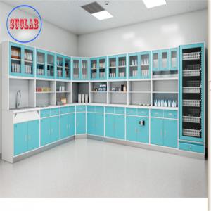 Best Hospital Clinic Furniture Wall Mounted Disposal Cabinet Stainless Steel Handle 110 Degree Hinge White wholesale