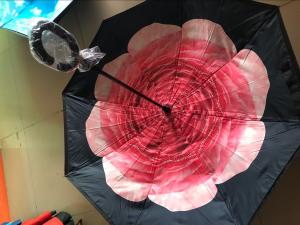 China Reversible Print Womens Collapsible Sun Umbrella With Double Layer Canopy on sale