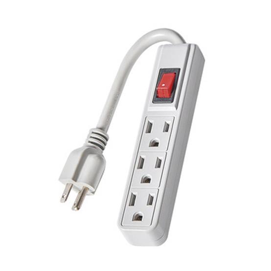 Cheap 3 outlet Power Strip and Extension Socket With 15A Circuit Breaker Surger Protector Reset Switch for sale