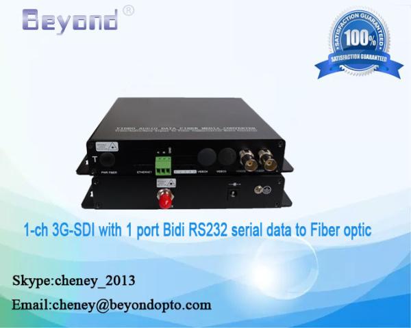 Cheap BNC 1 port 3G 1080p SDI video input 1-ch 3G-SDI loopout with 1 port bidirectional RS232 serial data to fiber converter for sale