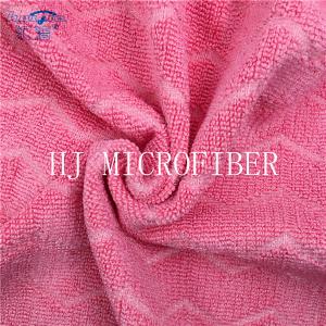 Watermelon Red Color Microfiber Jacquard Fabric For Cleaning Cloth Using
