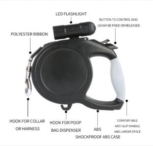 China Multifunctional Led Flashlight Pet Retractable Leashes 8m Retractable Tape Dog Lead ODM on sale