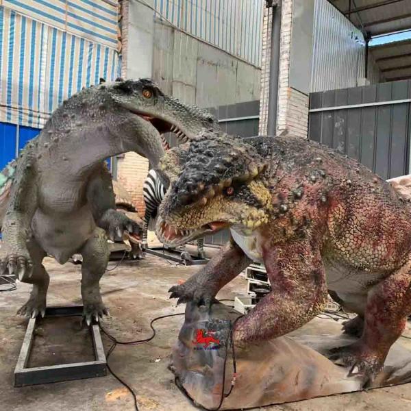 Cheap Theme Park  Realistic Animatronic Dinosaur Scutosaurus VS Gorgonops  With Movement And Sound Customization for sale