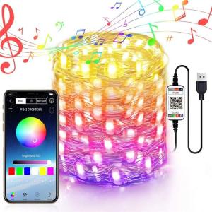 China Silver RGB APP Christmas Tree LED Fairy String Lights on sale