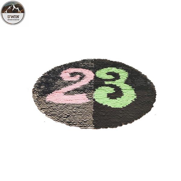 Cheap 23 Number Reverse Sequin Patch Washable Round Shape Any Color Available for sale