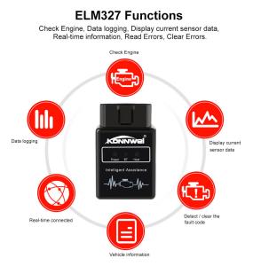 Best KONNWEI KW912 Universal Bluetooth ELM327 OBD II Code Reader for Android in Black wholesale