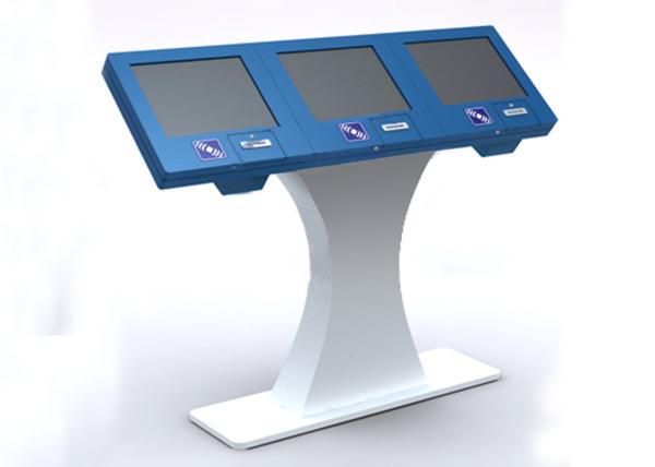 Cheap Interactive Information Kiosk With Three Touch Display, Card Reader And Barcode Scanner For Government Hallll for sale