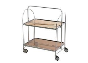 Transparent Deluxe Foldable Push Cart Movable Bar 2 Layer