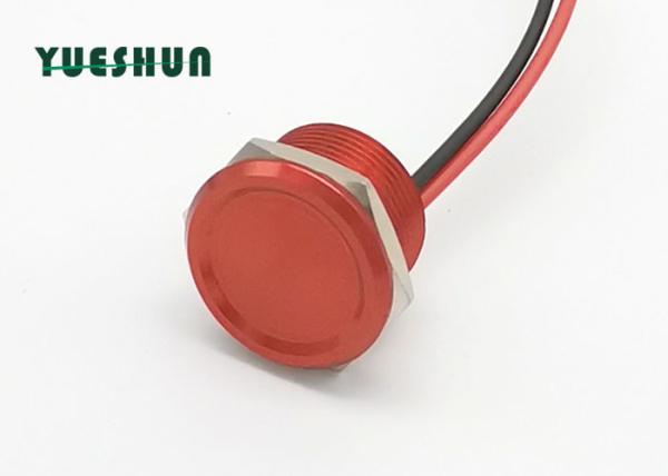 Cheap No Lamp Piezo Touch Switch , 19mm Push Button Switch Aluminum Body Red Shell for sale