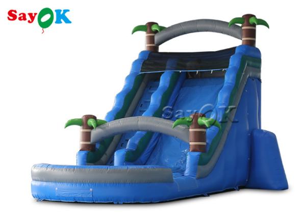 Bouncy Slides Custom Backyard Palm Tree Themed Inflatable Water Slide With