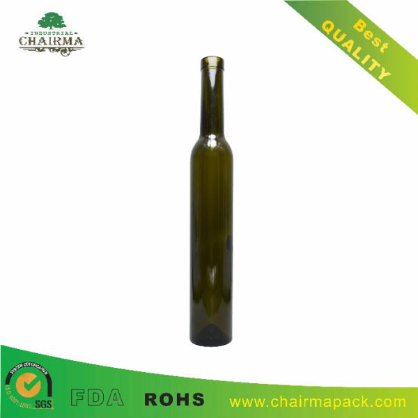Cheap 375ml Flask Empty Dark Green Ice Wine Glass Bottles for sale