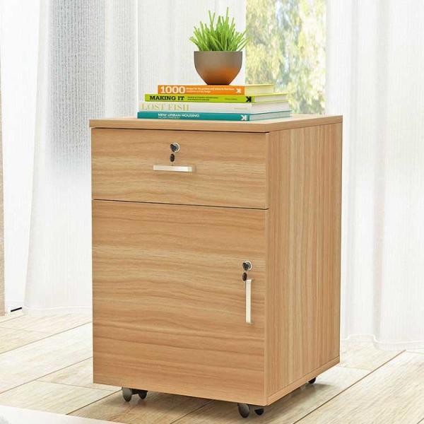 Cheap 3 Drawer Rolling Pedestal File Cabinet Wood Lockable With Aluminum Alloy Handle for sale