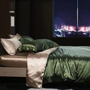 Best 4 Piece 2.8m Green Mulberry Silk Bedding Plain Dyed For Bedroom wholesale