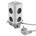10 AC Desktop Multi Layer Tower Power Smart Extension Socket with 4 USB Output