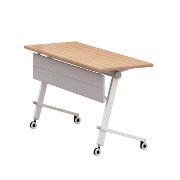 Cheap Movable Foldable Training Table Water Resistant Wood Grain Color With Shelf for sale