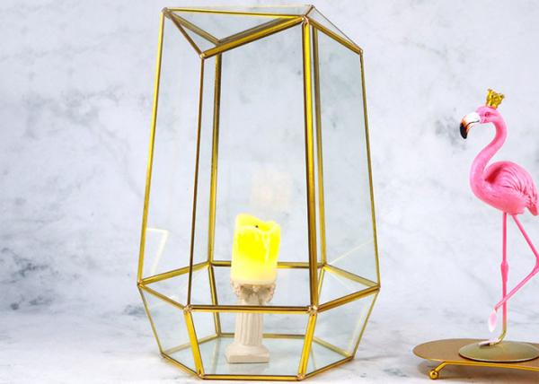 Cheap Creative glass artifact wind lamp candlestick wedding candle pendulum Nordic style bronze glass greenhouse decoration for sale