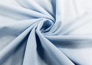 Best Work 130GSM 100% Polyester Shirt Fabric / Casual Warp Knitted Fabric Blue Stripes wholesale