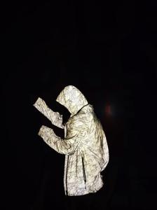China Silver Luminous Strong Reflective Stretch Fabric High Vis Jacket Material EN20471 ANSI107 on sale
