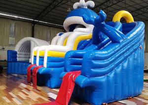 Best Giant Adults Inflatable Water Slide And Pool with Ladder Commercial Inflatable Blue Sea Waves Whale wholesale