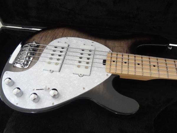 Cheap 5 string bass guitar Erine ball sting ray 5 Gray quilted maple body maple neck and fingerboard for sale