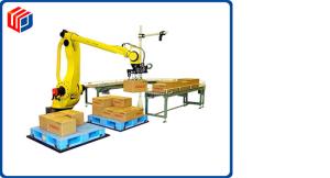 China Long Arm Stretch Robotic Palletizing System For Film Wrapped Product CE Approval on sale