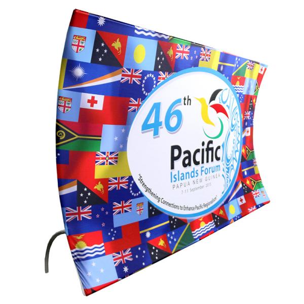 Cheap Curved Pop Up Fabric Banner , Aluminium Silver Fabric Pop Up Display Stands for sale